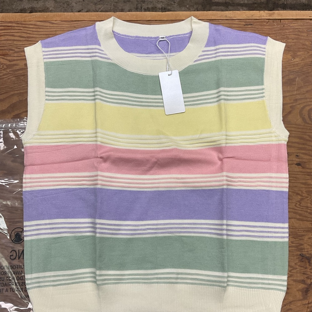 Striped Sleeveless Sweater Vest
